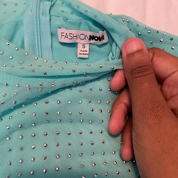 Name In Lights Studded Mesh Mini Dress (MINT) - Picture 6 of 6